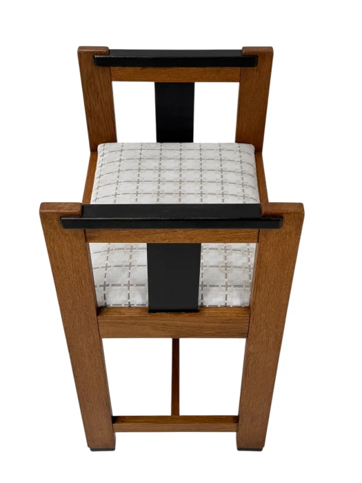1920s Art Deco Modernist Stool by Jan Brunott, Oak & Velvet